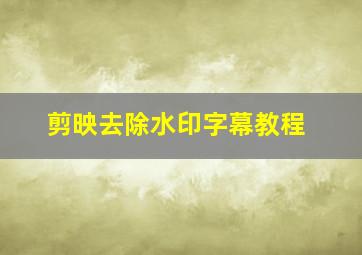 剪映去除水印字幕教程