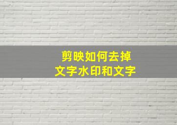 剪映如何去掉文字水印和文字