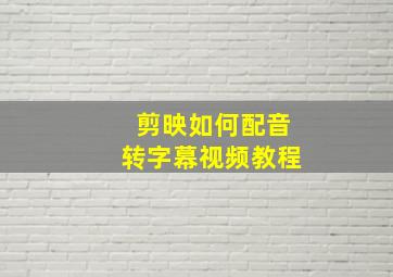 剪映如何配音转字幕视频教程