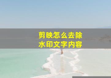 剪映怎么去除水印文字内容