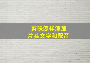 剪映怎样添加片头文字和配音