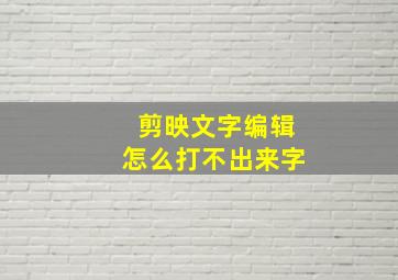 剪映文字编辑怎么打不出来字