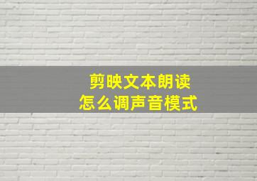 剪映文本朗读怎么调声音模式