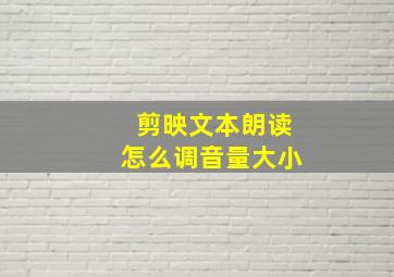 剪映文本朗读怎么调音量大小