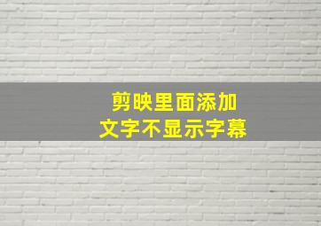 剪映里面添加文字不显示字幕