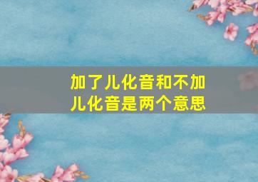 加了儿化音和不加儿化音是两个意思