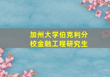 加州大学伯克利分校金融工程研究生