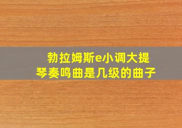 勃拉姆斯e小调大提琴奏鸣曲是几级的曲子