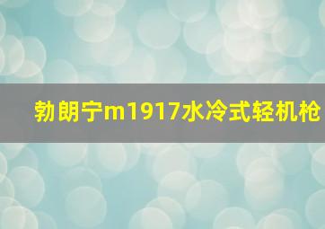 勃朗宁m1917水冷式轻机枪