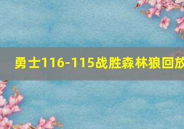 勇士116-115战胜森林狼回放