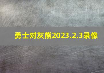 勇士对灰熊2023.2.3录像