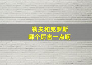 勒夫和克罗斯哪个厉害一点啊