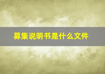 募集说明书是什么文件