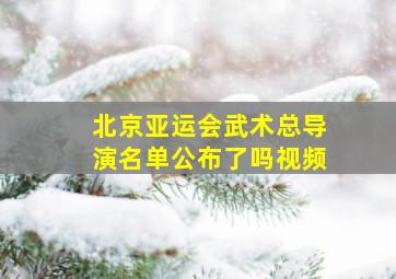 北京亚运会武术总导演名单公布了吗视频