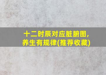 十二时辰对应脏腑图,养生有规律(推荐收藏)