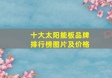 十大太阳能板品牌排行榜图片及价格