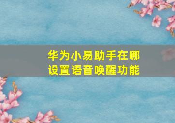 华为小易助手在哪设置语音唤醒功能