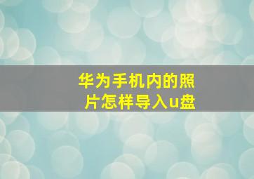 华为手机内的照片怎样导入u盘