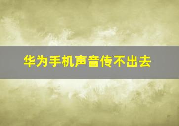 华为手机声音传不出去