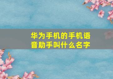 华为手机的手机语音助手叫什么名字