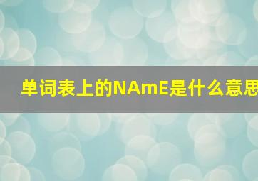 单词表上的NAmE是什么意思