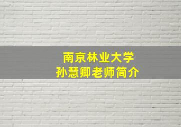 南京林业大学孙慧卿老师简介