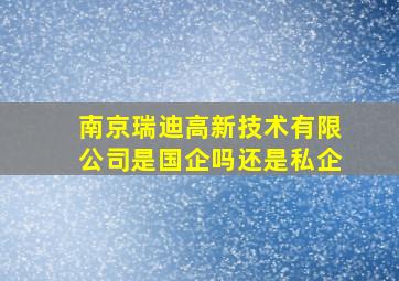 南京瑞迪高新技术有限公司是国企吗还是私企