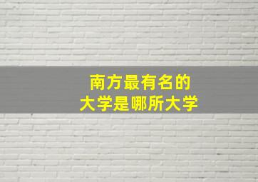 南方最有名的大学是哪所大学