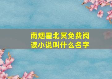 南烟霍北冥免费阅读小说叫什么名字