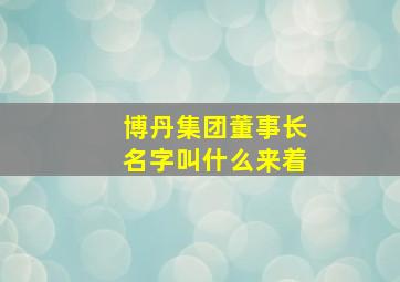 博丹集团董事长名字叫什么来着