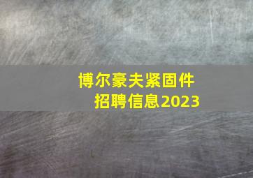 博尔豪夫紧固件招聘信息2023