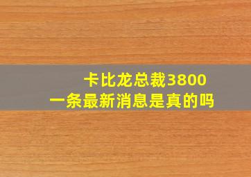 卡比龙总裁3800一条最新消息是真的吗