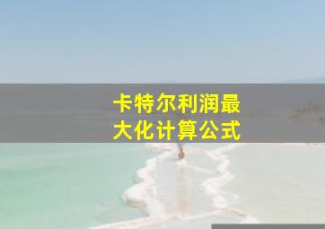 卡特尔利润最大化计算公式