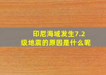 印尼海域发生7.2级地震的原因是什么呢