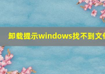 卸载提示windows找不到文件