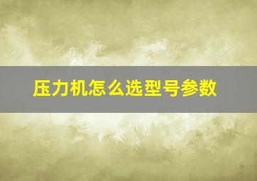 压力机怎么选型号参数