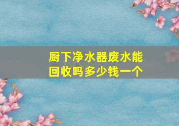 厨下净水器废水能回收吗多少钱一个