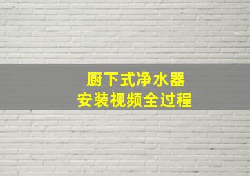 厨下式净水器安装视频全过程