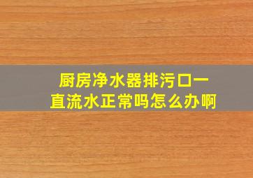 厨房净水器排污口一直流水正常吗怎么办啊