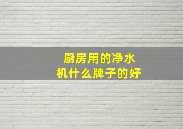 厨房用的净水机什么牌子的好