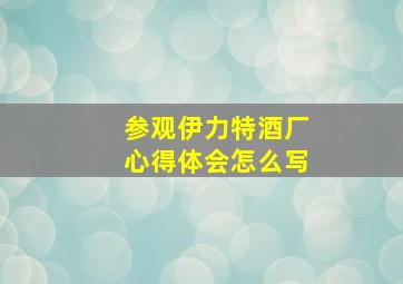 参观伊力特酒厂心得体会怎么写