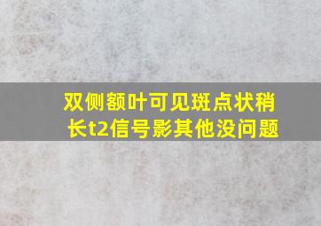 双侧额叶可见斑点状稍长t2信号影其他没问题