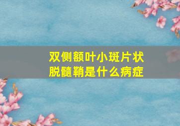 双侧额叶小斑片状脱髓鞘是什么病症