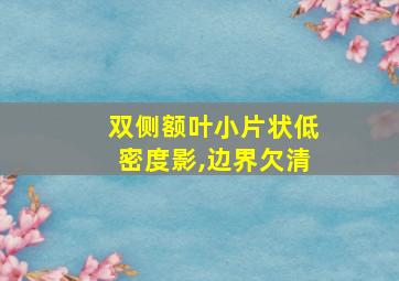 双侧额叶小片状低密度影,边界欠清