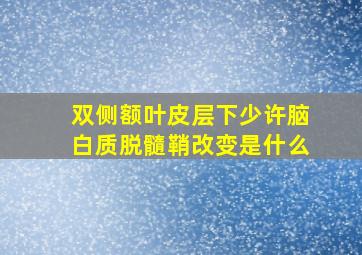 双侧额叶皮层下少许脑白质脱髓鞘改变是什么