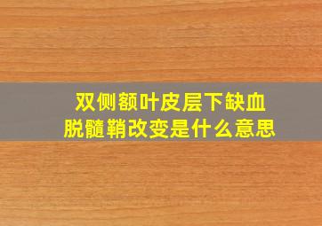 双侧额叶皮层下缺血脱髓鞘改变是什么意思