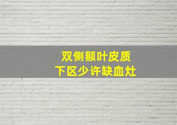 双侧额叶皮质下区少许缺血灶