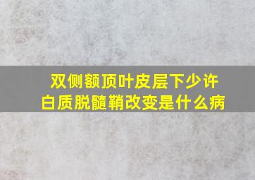 双侧额顶叶皮层下少许白质脱髓鞘改变是什么病