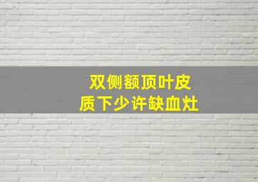 双侧额顶叶皮质下少许缺血灶