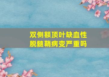 双侧额顶叶缺血性脱髓鞘病变严重吗